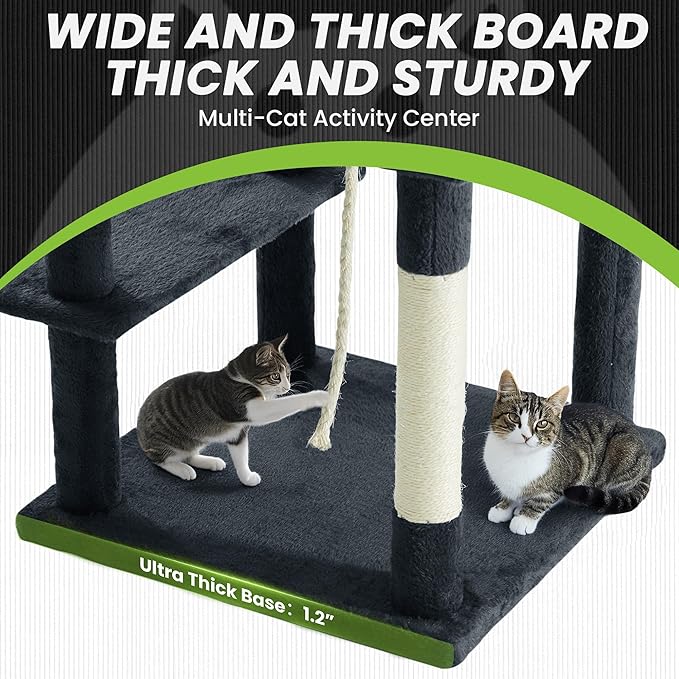 59 Inch Cat Tree Tower, Multi-Level Large Cat Tree for Indoor with Super Large Bed, Hammocks, Scratching Posts, Dangling Ball, Cat Furniture, Activity Center