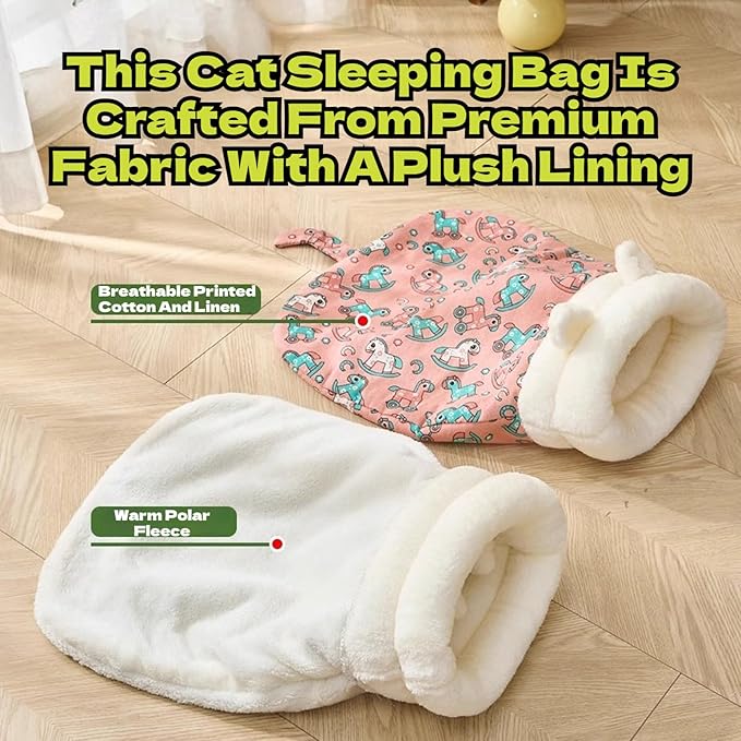 Cozy Sleeping Bag, Cozy Nest for Cats and Dogs, Soft Cat Dog Sleeping Bag, Cat Sleeping Bag for Indoor, Warm Nest for Indoor Cats&Small Dogs, Semi-Enclosed Design (Yellow Bear(Without Ear), Medium)