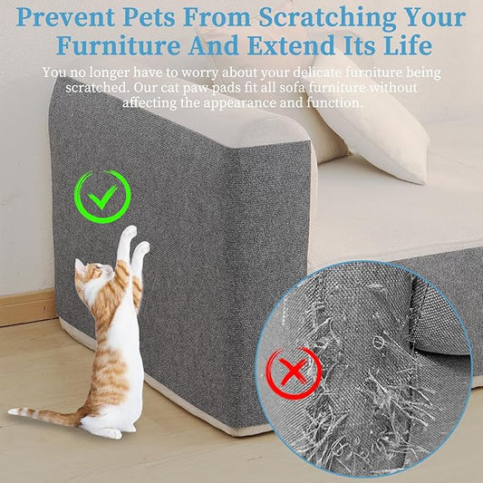78.7"x15.8" Cat Furniture Protector - Trimmable Self Adhesive DIY Climb Cat Scratch Mat for Cat Tree Shelves and Post, Cat Scratch Pad Furniture Protectors from Cats Scratching