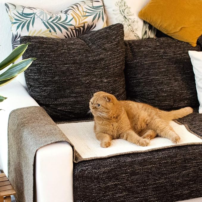 Navaris 2X Cat Scratch Mats Sofa Protector - Natural Sisal Furniture Protector Scratching Pads for Cats - Chair, Couch, Seat, Stairs