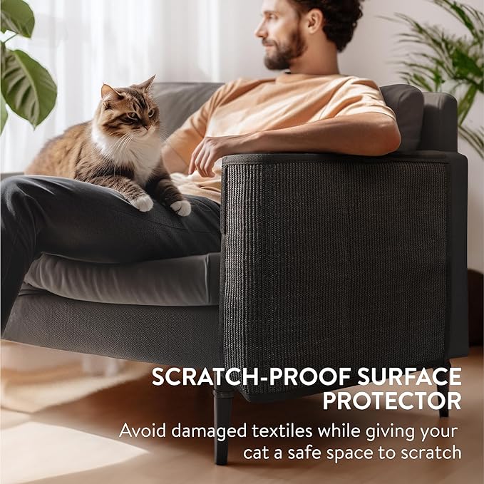 Navaris Cat Scratch Mat Sofa Protector - Natural Sisal Furniture Protector Scratching Pad for Cats - Scratch Carpet for Couch, Sofa, Chair - Left