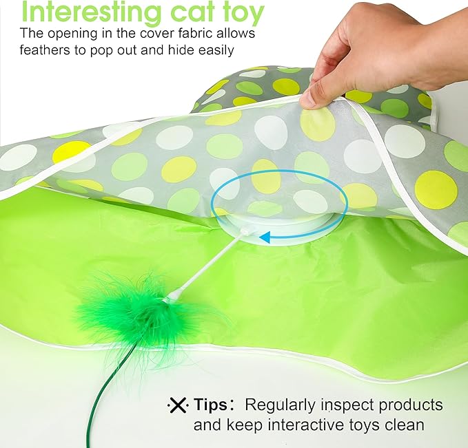 Interactive Cat Toy for Indoor Cats - Automatic Hide & Seek, Motion Activated Feathers, Squeaky Mouse, Touch Activated, USB Rechargeable - Top Bored Cat Toy