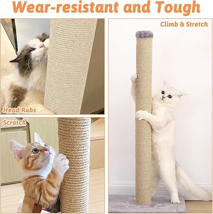 2 Pack Cat Natural Sisal Rope for Scratching Post Tree Replacement, Hemp Rope for Repairing, Replacement Cat Tree and Tower DIY Scratcher (6 mm 66 Ft)