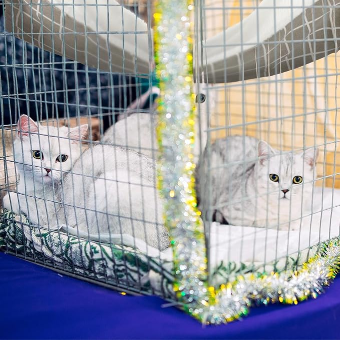 2 Pieces Reversible Cat Hanging Hammock Soft Breathable Pet Cage Hammock with Adjustable Straps and Metal Hooks Double Sided Hanging Bed for Small Dogs Rabbits(Geometry Pattern,M)