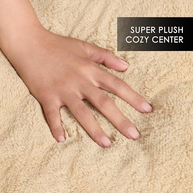 Nicole Miller New York PET Mod Damask Plushy Bolster Pet Bed, Cozy & Calming, Non-Slip Bottom, Machine Washable Cover, Taupe, Large 35"x28"x8"