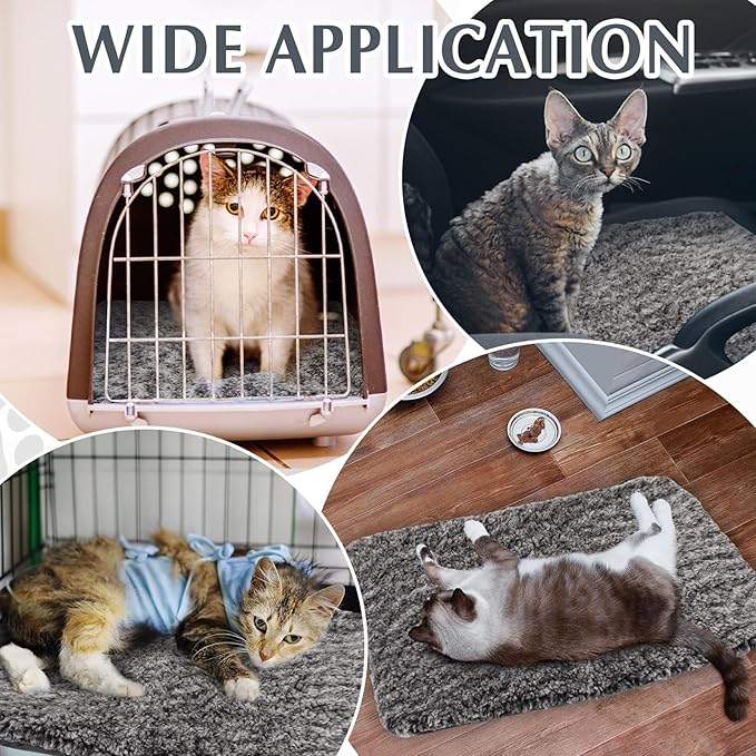 4 Pack Self Warming Cat Bed Indoor Self Heating Dog Cat Pad Washable 16 x 20 Inch Thermal Pet Kennel Pad Crate Bed Mat Reflect Body Heat for Outdoor(16 x 20 Inch,Gray)