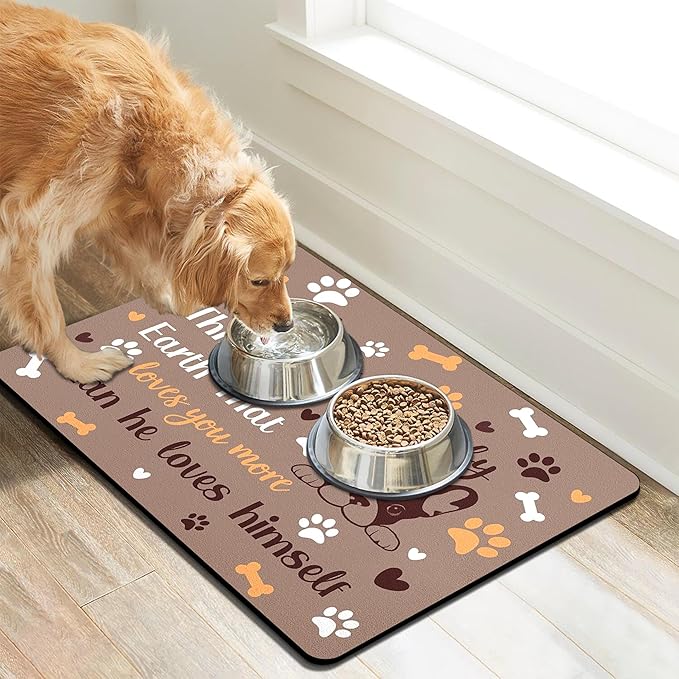Pet Feeding Mat for Floors Waterproof Dog Mat for Food and Water Absorbent Quick Dry Non Slip mat for Cat Bowls