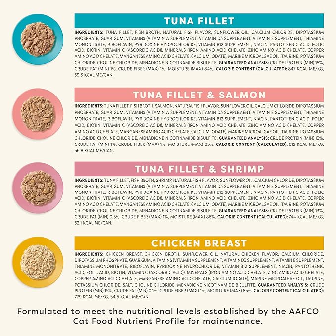 Applaws Vitality Wet Cat Food in Broth, Natural Canned Cat Food, Wet Food for Cats with Added Vitamins and Minerals, Grain Free, Carrageenan Free, Variety Selection in Broth (24 Count, 2.47 oz Cans)