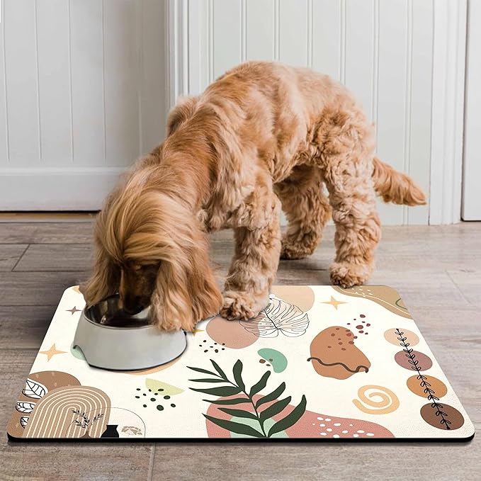 Pet Feeding Mat for Floors Waterproof Dog Mat for Food and Water Absorbent Quick Dry Non Slip mat for Cat Bowls