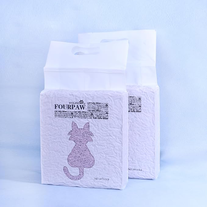 Tofu Cat Litter Lavender Scent 5.5 Lbs X 2 Bags, Can Flush Down Toilets or drains, Low Tracking Cat Litter 2mm Pellets.
