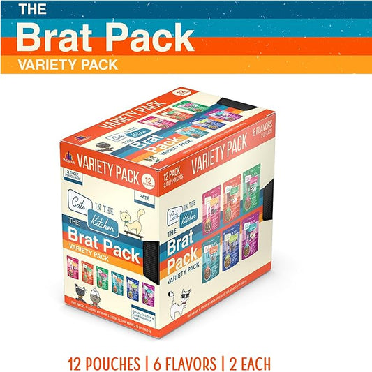 Weruva Cats in The Kitchen Slide N' Serve The Brat Pack Variety Cat Food Pouches 3 Ounce (Pack of 12)