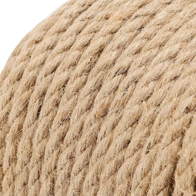 Sisal Rope for Cat Scratching Post Tree Tower Replacement for Repairing Recovering or DIY Scratcher (Natur, 6mm 100ft)