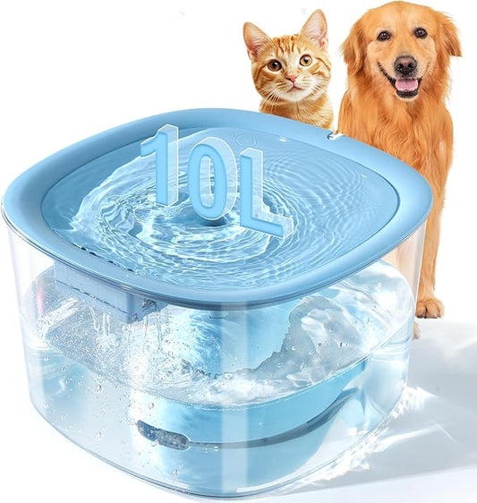 Dog Water Fountain for Medium Large Dogs, 10L/338oz Automatic Cat Water Fountain with Multi-Filtration & Deeper Drinking Area, Ultra-Quiet Dog Water Bowl Dispenser, Great for Multi-Pet Home