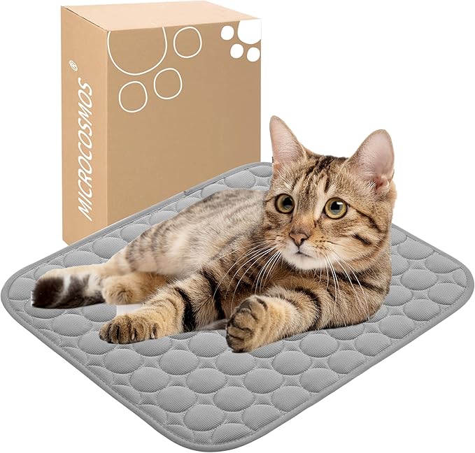 MICROCOSMOS Summer Cooling Mat & Sleeping Pad- Water Absorption Top, Materials Safe, Easy Carry, EZ Clean. Keep Cooling for Pets, Kids and Adults.(Dark Grey, 19" x 15")