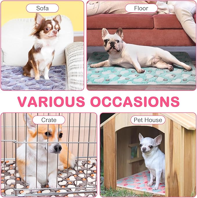 4 Pack Self Heating Cat Bed Cat Self Warming Pad with Removable Cover Extra Warm Thermal Pet Pad Washable Pet Crate Mat Anti Slip Kennel for Indoor Outdoor Pets(Heart,16 x 20 Inches)