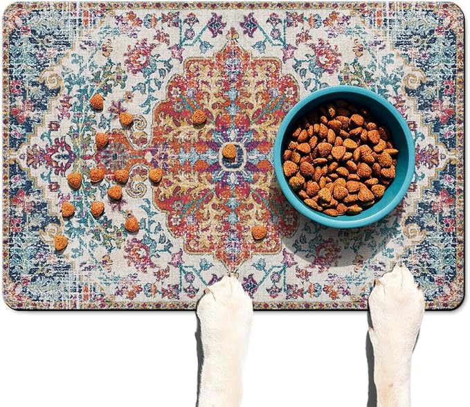 Pet Feeding Mat for Floors Waterproof Dog Mat for Food and Water Absorbent Quick Dry Non Slip mat for Cat Bowls