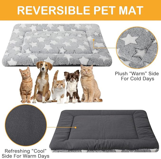 4 Pcs Washable Dog Crate Mat Kennel Pad Replaceable Reversible Pet Bed Pad for Crate Pet, Sleeping Mat for Small, Medium, Large Dog Machine Washable(20 x 30 x 1.6 Inch,Gray)