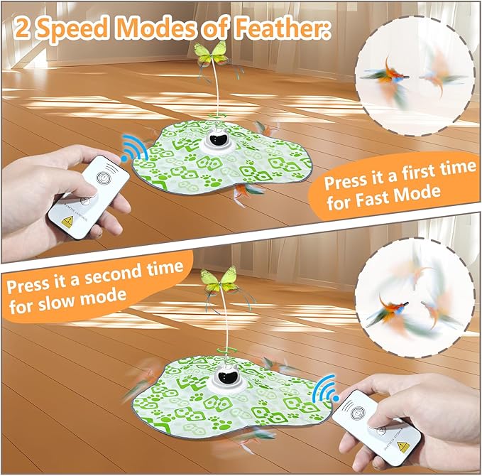 AO LI GEI Interactive Cat Toys Hide and Seek,3 in 1 Cats Rechargeable Interactive Kitten Toy with Remote Control, Automatic Fluttering Butterfly, Moving Ambush Feather,Kitten Indoor Cat Exercise Toy