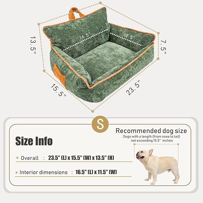 Orthopedic Dog Bed for Small Dogs - Washable Pet Bed with Removable Side Bolsters, Non-Slip Durable, Plush Cat Sofa for Comfort - Soft Supportive Small Dog Sofa (Black)