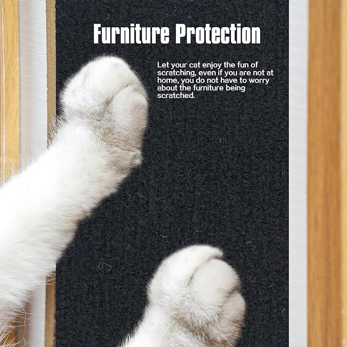 Cat Scratching Mat,Cat Scratch Furniture Protector, Trimmable Self-Adhesive Couch Protector,Carpet Replacement for Tree Shelves, Sofa and Scratching Post (40"x15.8",Black)