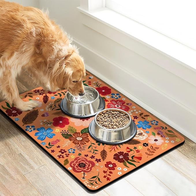 Dog Food Mats for Floors, Absorbent Dog Bowl Mat for Food and Water Dispenser Mat, Quick Dry Cat Food Mat Pet Supplies
