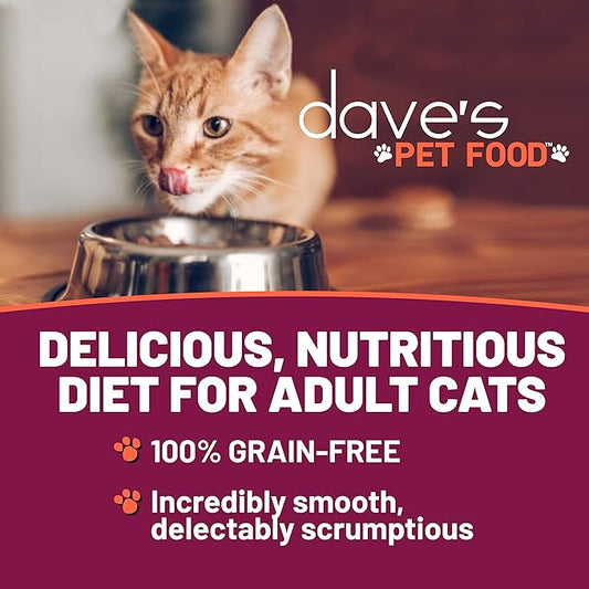 Dave's Pet Food Grain Free Wet Cat Food (Chicken & Duck Saucey Pate), Naturally Healthy Canned, Added Vitamins & Minerals, Wheat Free, 5.5 oz (24 Pack)