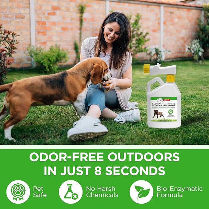 Stuart Pet Supply Artificial Turf Cleaner and Outdoor Pet Odor Eliminator Concentrate is ideal for Yards, Artificial Grass and Patios, Great Yard Odor Eliminator for Dogs Doggie Doo Dissolver (32 Oz.)