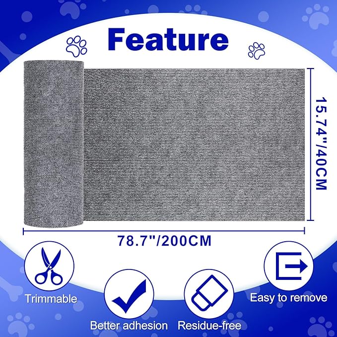 Anit Cat Scratch Couch Furniture Protector,78.7x15.8 Cat Wall Corner Scratcher Pads Mat,DIY Climbing Scratching Carpet Post Board Replacement