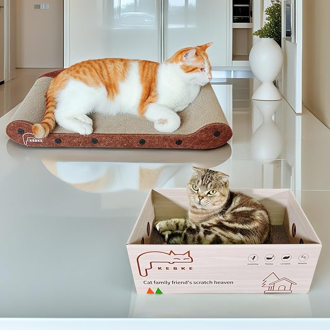 Cat Scratcher 24 Inch Cat Scratching Sofa Bed & 16" Lounge Box with Scratch Pad - Durable Cat Scratchers for Indoor Cats to Protect Your Furniture