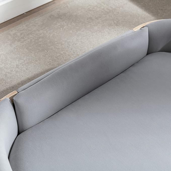 HomSof 38.58" Scandinavian Style Elevated Dog Cat Bed Pet Sofa with Solid Wood Legs and Bent Wood Back with Velvet Cushion,Large Size,Light Grey