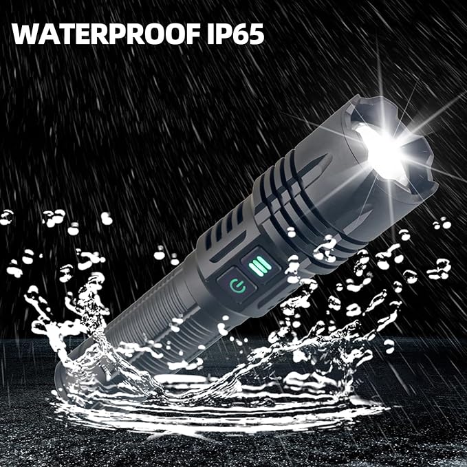 Zoomable 365nm UV Flashlight - High Lumen Rechargeable Tactical Blacklight, Bright Handheld Detector for Rock Hunting/Resin Curing/Pet Urine/Scorpion Tracking, Waterproof Camping Flash Light