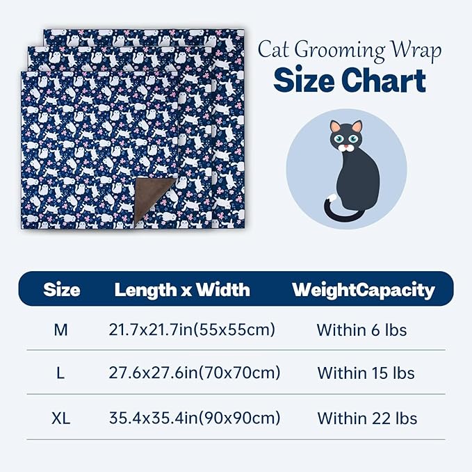 Paw Legend 35.4" Cat Wrap for Grooming Cat Wrap for Cutting Nails Cat Restraint for Nail Clipping Self Adhesive Blanket Restraint Cloth for Cats Within 22lbs
