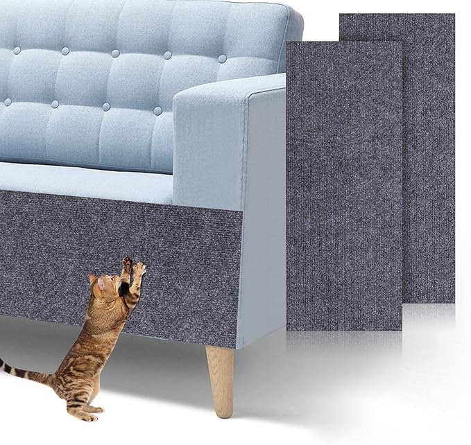 Palksky DIY Climbing Cat Scratcher Mat, 2Pack 39.4"X15.8" Trimmable Cat Scratching Post, Cat Scratching Mat Self-Adhesive Replacement, Cat Scratch Furniture Protector(Dark Gray)