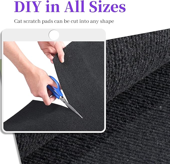 Uranshin Trimmable Self-Adhesive Scratch Mat - Carpet Covered Cat Scratch Post & Furniture Protector (78.7"x15.8")