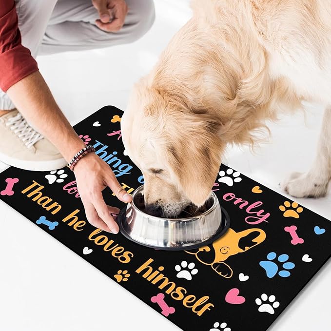 Pet Feeding Mat for Floors Waterproof Dog Mat for Food and Water Absorbent Quick Dry Non Slip mat for Cat Bowls