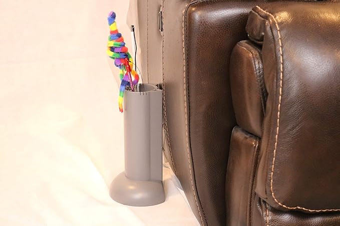 Cat Teaser Wand Holder. Keep Cats Safe with This Unique Cat Toy Storage Solution. Organize Feather Cat Wand Toys. Patent Pending (Gray)