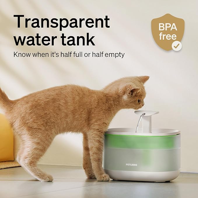 PETLIBRO Cat Water Fountain, 71fl oz/2.1L Ultra Quiet Pet Water Fountain for Cats Inside, BPA-Free, Two Flow Modes,Visible Water Level Dog Water Dispenser, Upgraded Cat Water Bowl with 4 Large Filters