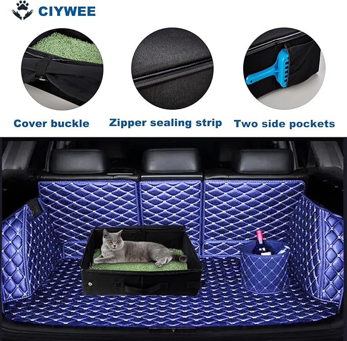 Portable Travel Cat Litter Box for Cats with Lid,Leak-Proof Waterproof Foldable Kitty Litter Box, for Cat Travel Essentials, Hotel, Airplane and Other Outdoor Use(Black)