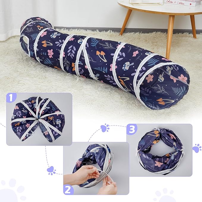 Glittme Cat Tunnel, Cat Tunnels for Indoor Cats, S-Shape Cats Cave with Cat Toys, Foldable Cat Tubes and Tunnels for Cats, Rabbit, Puppy, Guinea Pig