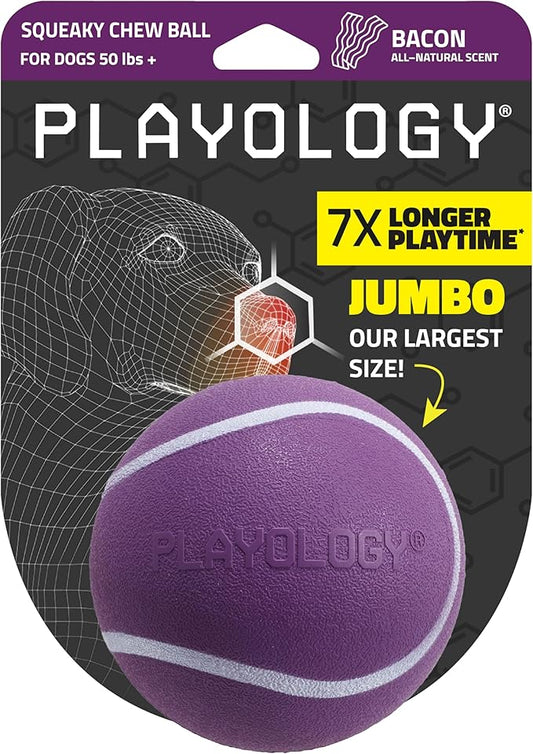 Playology Dog Toys | Squeaky Chew Ball - Squeaky and Bouncy Durable Floating Fetch Ball for Dogs | Jumbo Sweet Potato Scented Toy - Easy to Clean and Made from Non Toxic Materials