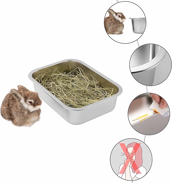 Yangbaga Stainless Steel Litter Box for Kittens, 4 in Height Easy Entry, Odor Control, Non Stick, Easy to Clean,Litter Box for Rabbits, Ferrets,Guinea Pigs and Hamsters