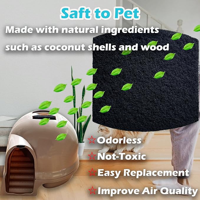 Cat Litter Box Replacement Filters for Petmate Booda Clean Step Cat Litter Box, Activated Charcoal Filters Replacement to Absorb Odors and Litter Box Deodorizer for Keep Home Fresh (6 Pack)