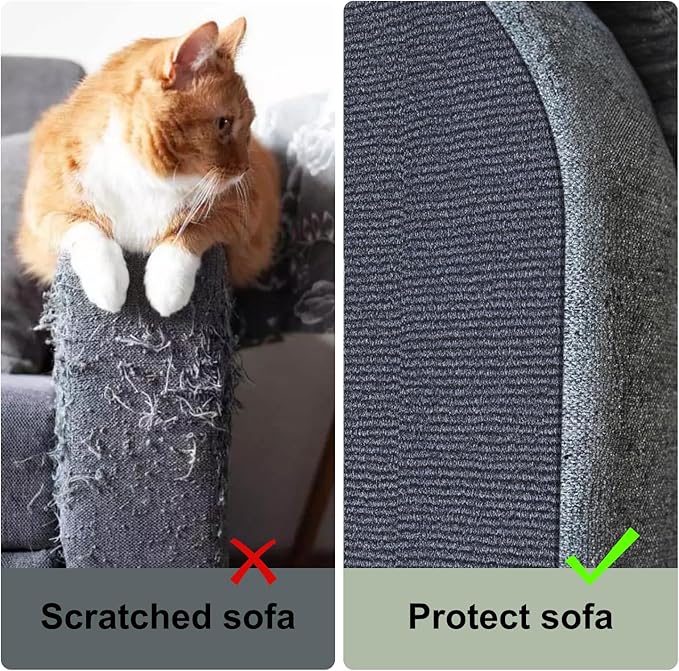Cat Scratch Couch Furniture Protector, Adhesive Cat Scratch Pad Deterrent for Furniture, DIY Climbing Cat Scratcher Couch Protector from Cat Claws Scratching for Indoor (LightGrey,39.3x15.8In)