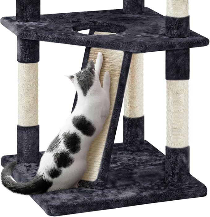 Yaheetech 79 in Cat Tree Tower, Multilevel Cat Trees Plush Covered Cat Tower with 2 Extra Large Condos, Comfy Basket, Sisal Scratching Posts