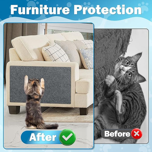 196.8x15.8 Cat Wall Scratcher Mat with Nano Tape,Anti Cats Scratch Furniture Couch Carpet Corner Protector for Indoor,Trimmable Cat Scratching Pad Board Sofa Replacement