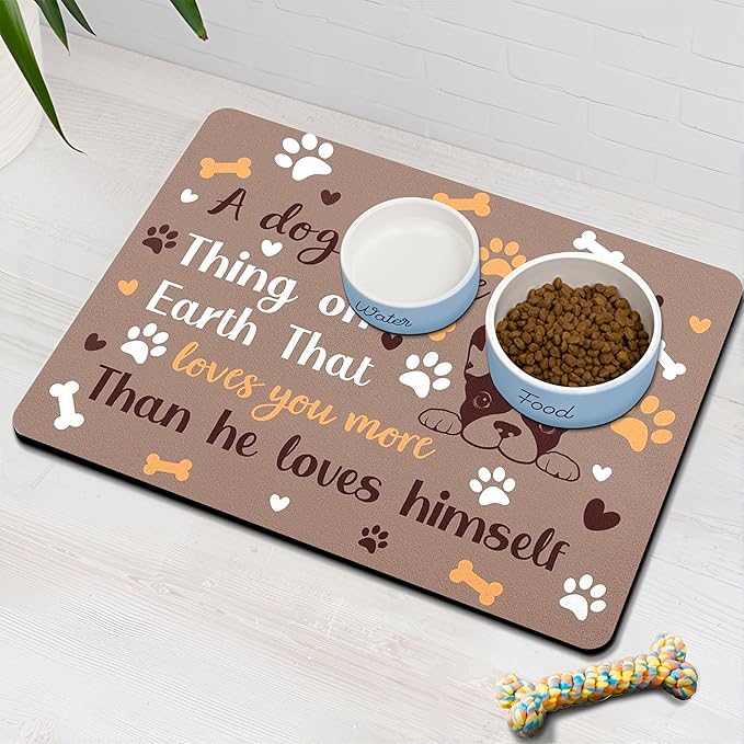 Pet Feeding Mat for Floors Waterproof Dog Mat for Food and Water Absorbent Quick Dry Non Slip mat for Cat Bowls