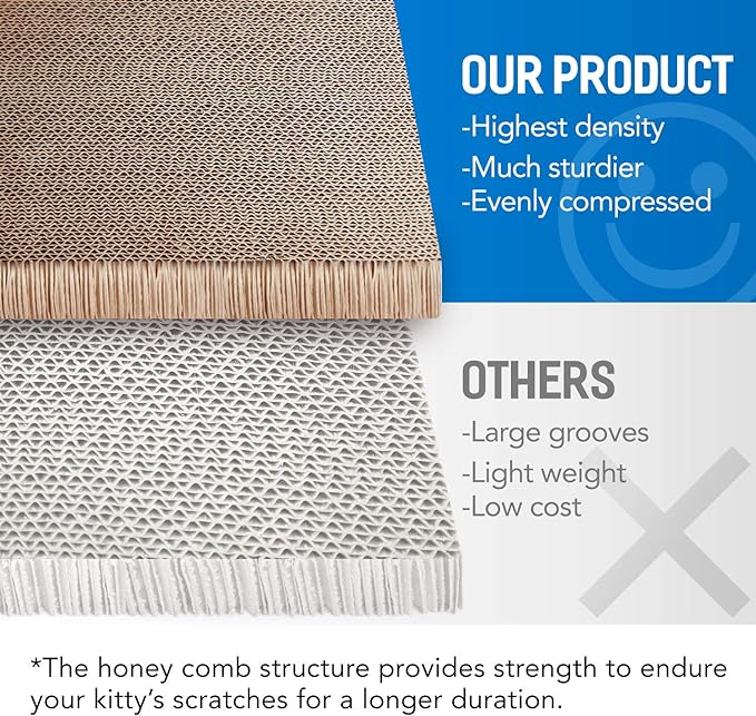 FluffyDream ScratchMe Cat Scratching Post Lounge Bed , Boat Shape Cat Scratcher Cardboard, Durable Recycle Board Pads Prevents Furniture Damage