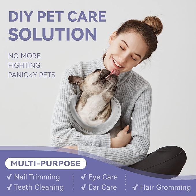 Dog Grooming Hammock Harness for Dogs & Cats with Pet Nail Clipper Trimmer - Cat Hanger Sling for Trimming Clipping Nails- Dog Hammock Restraint Bag for Small Medium Large pet ( Grey M )