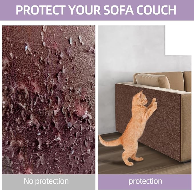 Cat Scratch Mat 120 "x15.8, Cat Scratch Sofa Furniture Protector, Trimmable Self-Adhesive Cat Scratch Pad for Decorating Cat Towers, DIY Cat Tree Shelf, Walls and Climbing Frames (Brown)