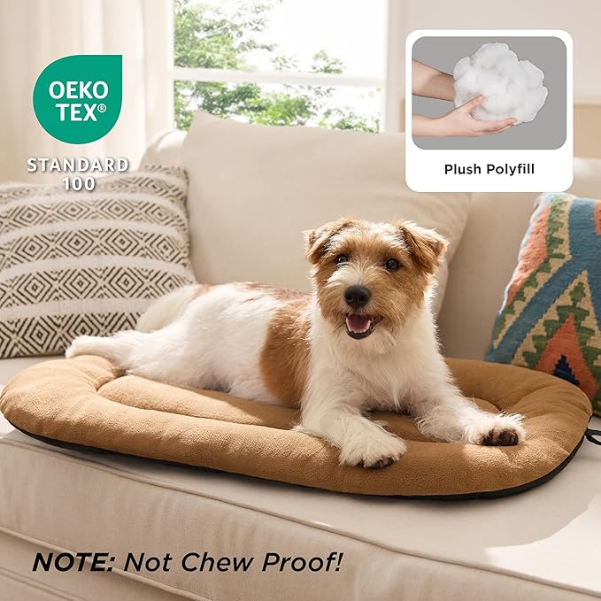 Bedsure Washable Dog Crate Pad for Extra Large Dogs, Anti-Slip Puppy Kennel Dog Bed for Crate - Ultra Soft Fleece Flat Thin Pet Mat (Not Chew Proof), Brown XXL 47"x29"